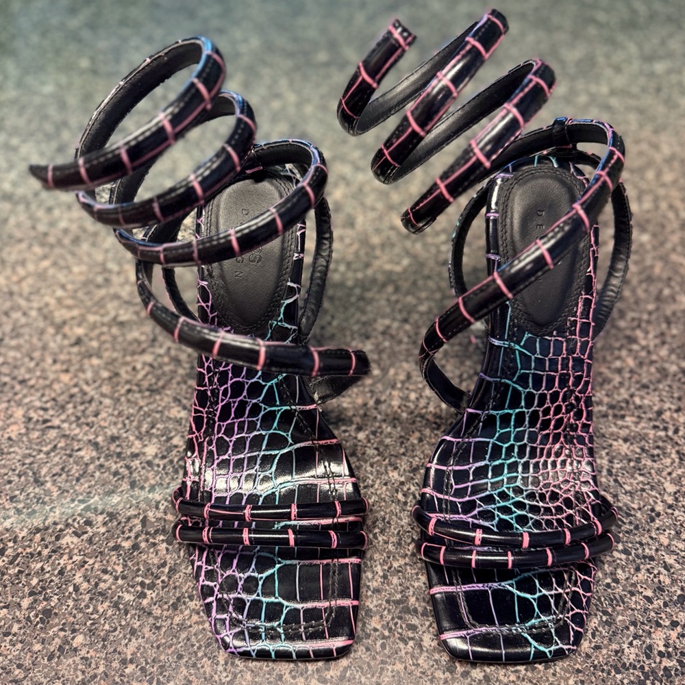 “ASOS” Strappy Spiral Ankle Wrap Sandal Heels